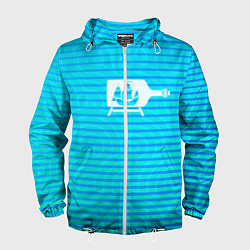 Ветровка с капюшоном мужская Кораблик в бутылке, цвет: 3D-белый