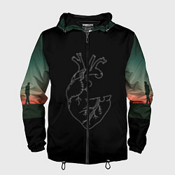 Ветровка с капюшоном мужская Сердце, цвет: 3D-черный