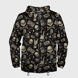 Ветровка с капюшоном мужская Scull pattern rock, цвет: 3D-черный