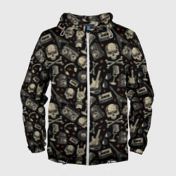 Ветровка с капюшоном мужская Scull pattern rock, цвет: 3D-белый