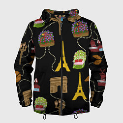 Ветровка с капюшоном мужская Париж, цвет: 3D-черный