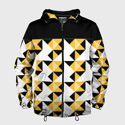 Ветровка с капюшоном мужская Черно-желтый геометрический, цвет: 3D-черный