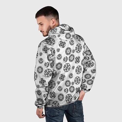 Мужская ветровка Черно-белый геометрический узор / 3D-Белый – фото 4