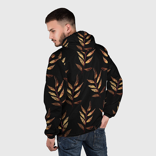 Мужская ветровка Золотисто-красные листья / 3D-Черный – фото 4