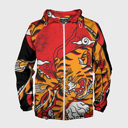 Ветровка с капюшоном мужская Год тигра, цвет: 3D-белый