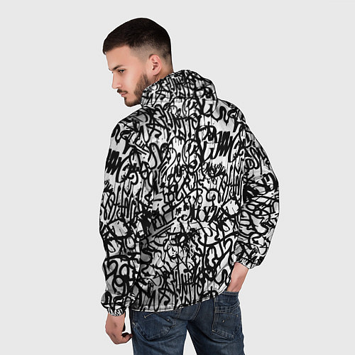 Мужская ветровка Graffiti black on white / 3D-Белый – фото 4