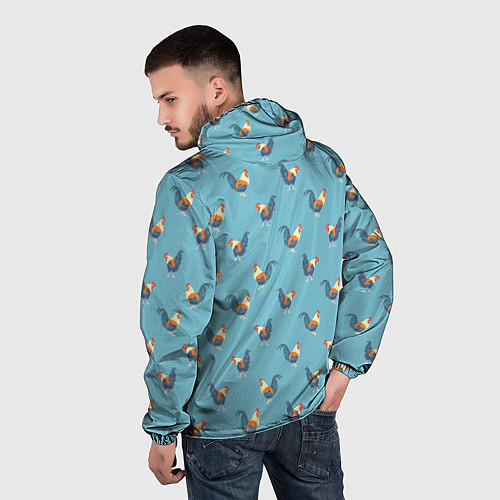Мужская ветровка Петушки паттерн / 3D-Черный – фото 4