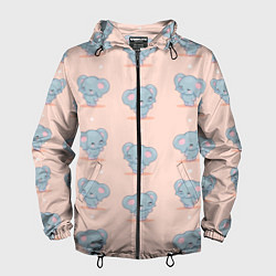 Ветровка с капюшоном мужская Слоники, цвет: 3D-черный