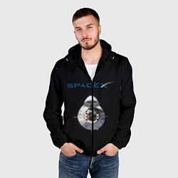 Ветровка с капюшоном мужская SpaceX Dragon 2, цвет: 3D-черный — фото 2