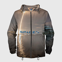 Ветровка с капюшоном мужская SpaceX Dragon 2, цвет: 3D-черный