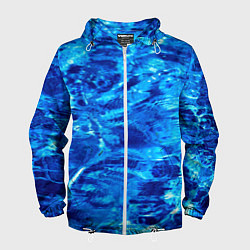 Ветровка с капюшоном мужская Голубая Вода Текстура, цвет: 3D-белый