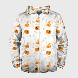 Ветровка с капюшоном мужская Patern Halloween 23, цвет: 3D-белый