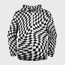 Ветровка с капюшоном мужская Черно-белая клетка Black and white squares, цвет: 3D-белый
