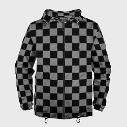 Ветровка с капюшоном мужская Шахматные Клетки, цвет: 3D-черный