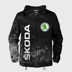 Ветровка с капюшоном мужская SKODA АВТО, цвет: 3D-черный