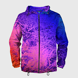 Ветровка с капюшоном мужская Абстрактный пурпурно-синий, цвет: 3D-черный