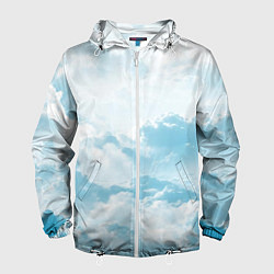 Ветровка с капюшоном мужская Плотные облака, цвет: 3D-белый