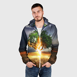 Ветровка с капюшоном мужская Удар молнией, цвет: 3D-белый — фото 2