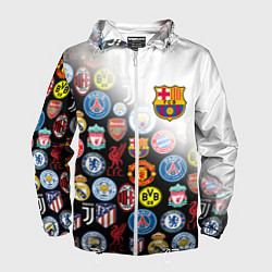 Ветровка с капюшоном мужская FC BARCELONA LOGOBOMBING, цвет: 3D-белый