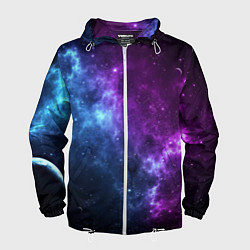 Ветровка с капюшоном мужская NEON GALAXY НЕОНОВЫЙ КОСМОС, цвет: 3D-белый