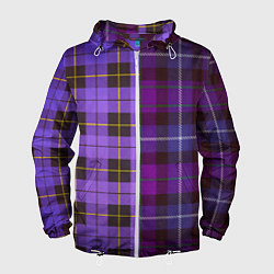 Ветровка с капюшоном мужская Purple Checkered, цвет: 3D-белый