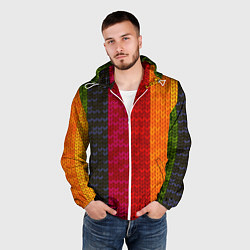 Ветровка с капюшоном мужская Вязаная радуга, цвет: 3D-белый — фото 2