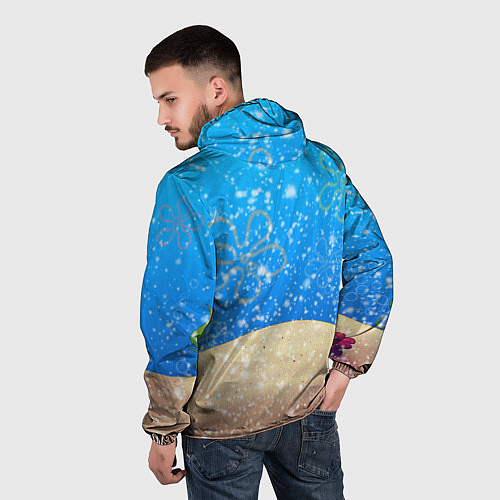 Мужская ветровка НОВОГОДНИЙ ГУБКА БОБ КВАДРАТНЫЕ ШТАНЫ / 3D-Белый – фото 4