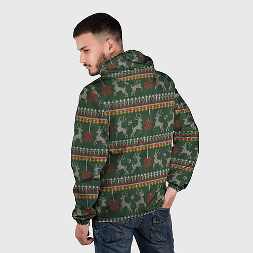 Мужская ветровка Новогодний свитер c оленями 1 / 3D-Черный – фото 4