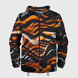 Ветровка с капюшоном мужская Окрас тигра, цвет: 3D-черный