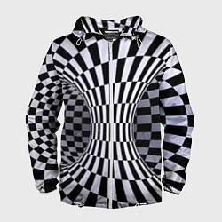 Ветровка с капюшоном мужская Оптическая Иллюзия, черно белая, цвет: 3D-белый