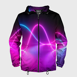 Ветровка с капюшоном мужская Лучи света pink theme, цвет: 3D-черный