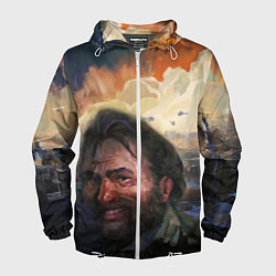 Ветровка с капюшоном мужская Disco Elysium Harrier Du Bois, цвет: 3D-белый