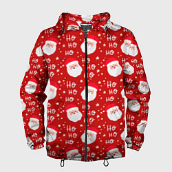 Ветровка с капюшоном мужская САНТА КЛАУС НОВЫЙ ГОД, цвет: 3D-черный