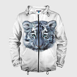 Ветровка с капюшоном мужская Взгляд белого тигра, цвет: 3D-черный