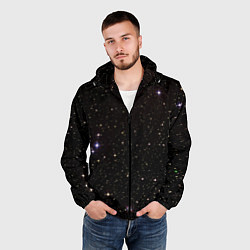 Ветровка с капюшоном мужская Ночное звездное небо, цвет: 3D-черный — фото 2