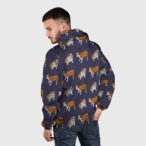 Мужская ветровка Английские бульдоги паттерн / 3D-Белый – фото 4