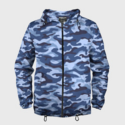 Ветровка с капюшоном мужская Синий Камуфляж Camouflage, цвет: 3D-черный