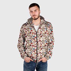 Ветровка с капюшоном мужская Россия паттерн светлый, цвет: 3D-черный — фото 2