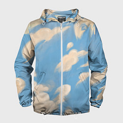 Мужская ветровка Рисунок голубого неба с облаками маслом