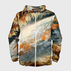 Ветровка с капюшоном мужская Песчаный Космос, цвет: 3D-белый