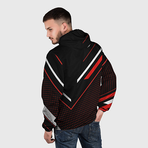 Мужская ветровка NISSAN, НИССАН ГЕОМЕТРИЯ / 3D-Белый – фото 4