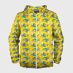 Ветровка с капюшоном мужская Летний узор Забавные бананчики, цвет: 3D-белый