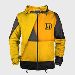 Ветровка с капюшоном мужская Honda - Yellow, цвет: 3D-черный