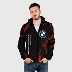 Ветровка с капюшоном мужская BMW Autosport Молнии, цвет: 3D-черный — фото 2