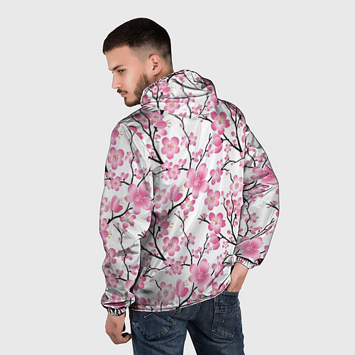 Мужская ветровка Весенняя сакура / 3D-Белый – фото 4