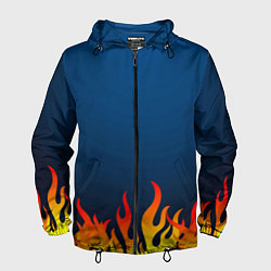 Мужская ветровка Пламя огня синий фон