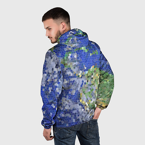 Мужская ветровка Планета Земля - пиксельный рисунок / 3D-Белый – фото 4