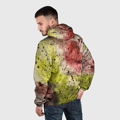 Мужская ветровка Абстракция Гранж Желтый и бордовый / 3D-Белый – фото 4