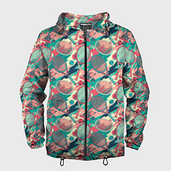 Ветровка с капюшоном мужская Ракетки для тенниса, цвет: 3D-черный
