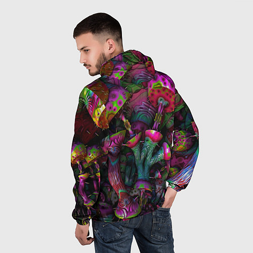 Мужская ветровка Вот такие грибочки Pattern Психоделика / 3D-Белый – фото 4